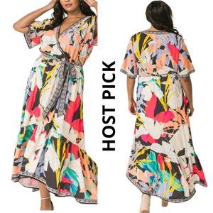 Dress Summer Print Hi-Low Midi Dress XXXL